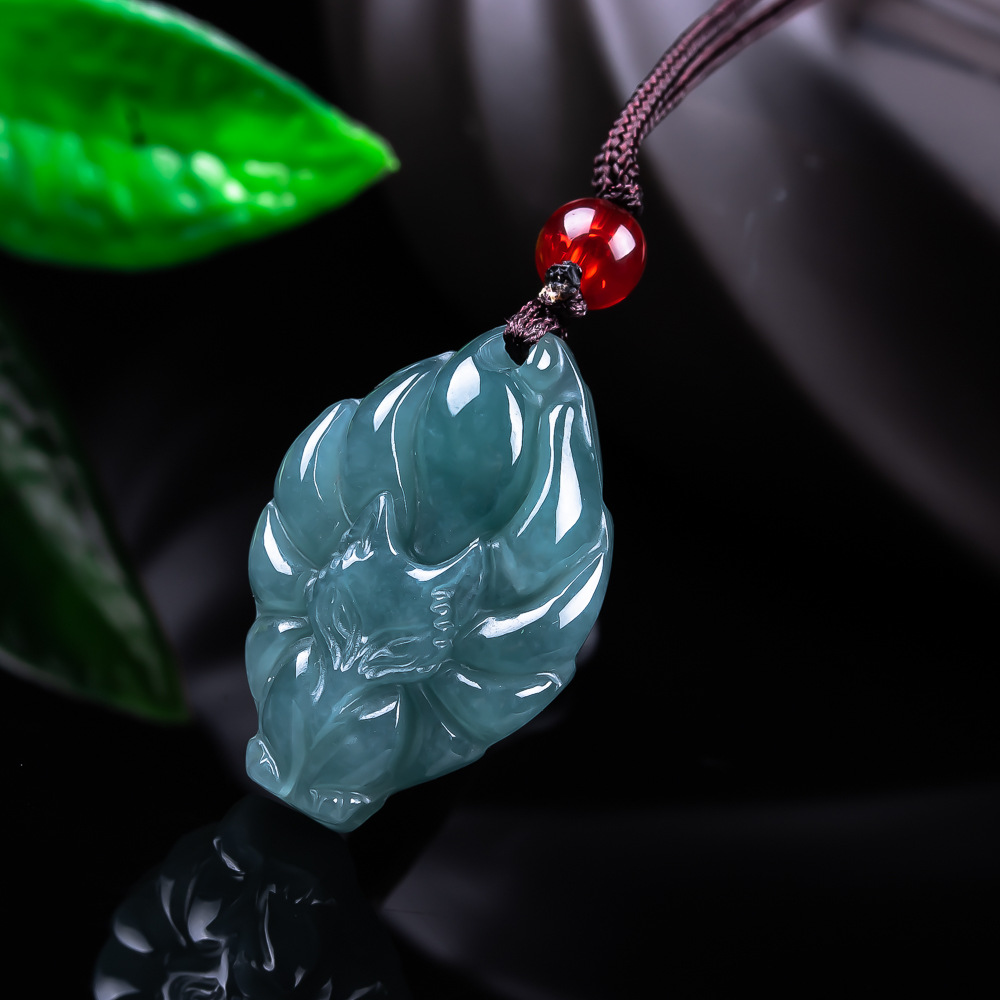 Jewelry Making Jewelry - หยกพม่าธรรมชาติจี้รูปสุนัขจิ้งจอกสร้อยคอวินเทจอัญมณีหยกแท้ดีไซเนอร์แฟชั่นเครื่องประดับของขวัญสำหรับผู้หญิง