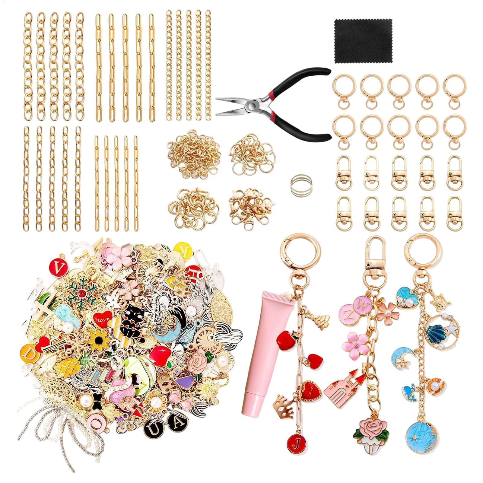 Jewelry Making For Teens - ชุดทำพวงกุญแจ DIY 325 ชิ้น ชุดงานฝีมือเครื่องประดับครบชุด ของขวัญสร้างสรรค์สำหรับพวงกุญแจและเครื่องประดับ