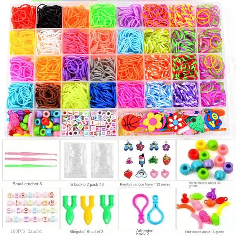 Jewelry Making Kit For Beginners - 4300 ชิ้น+ ชุดยางรัดหลากสี 32 สีสดใส -