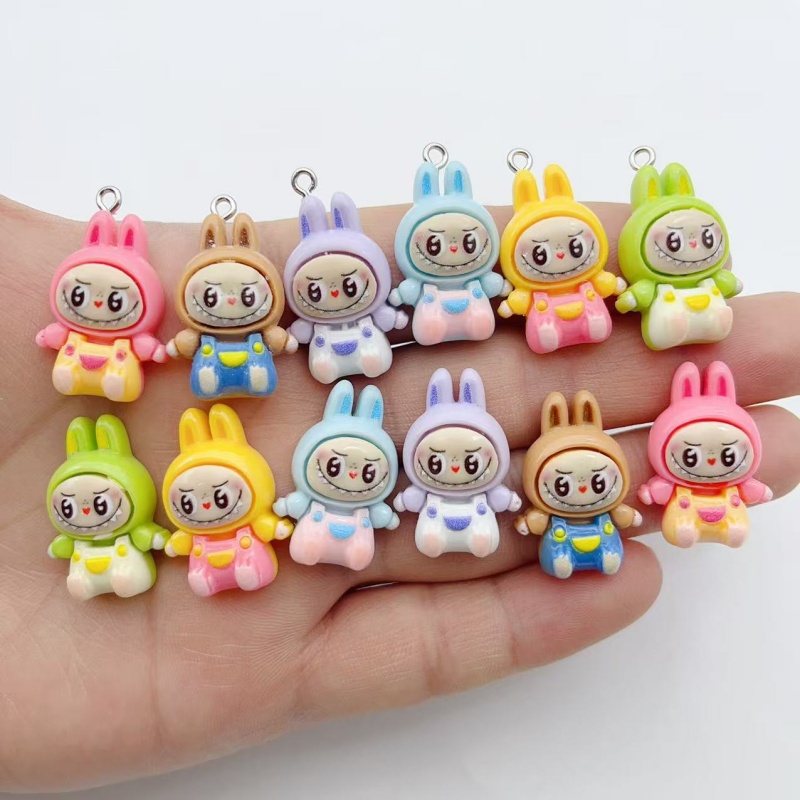Jewelry Making Jewelry - ชาร์มเรซิ่นรูปบ้านกระต่ายสตรอว์เบอร์รี่น่ารัก 10 ชิ้น จี้รูปสัตว์การ์ตูนน่ารักสำหรับต่างหู พวงกุญแจ ทำเครื่องประดับ