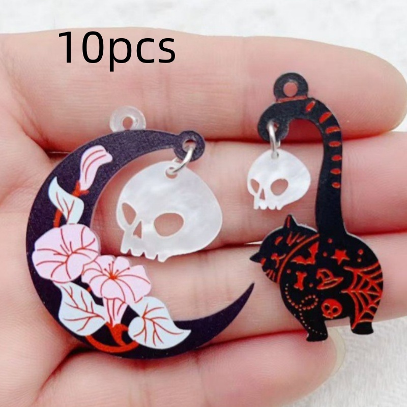 10 ชิ้น จี้อะคริลิคฮาโลวีน รูป - Jewelry Making Jewelry บทวิจารณ์และราคา