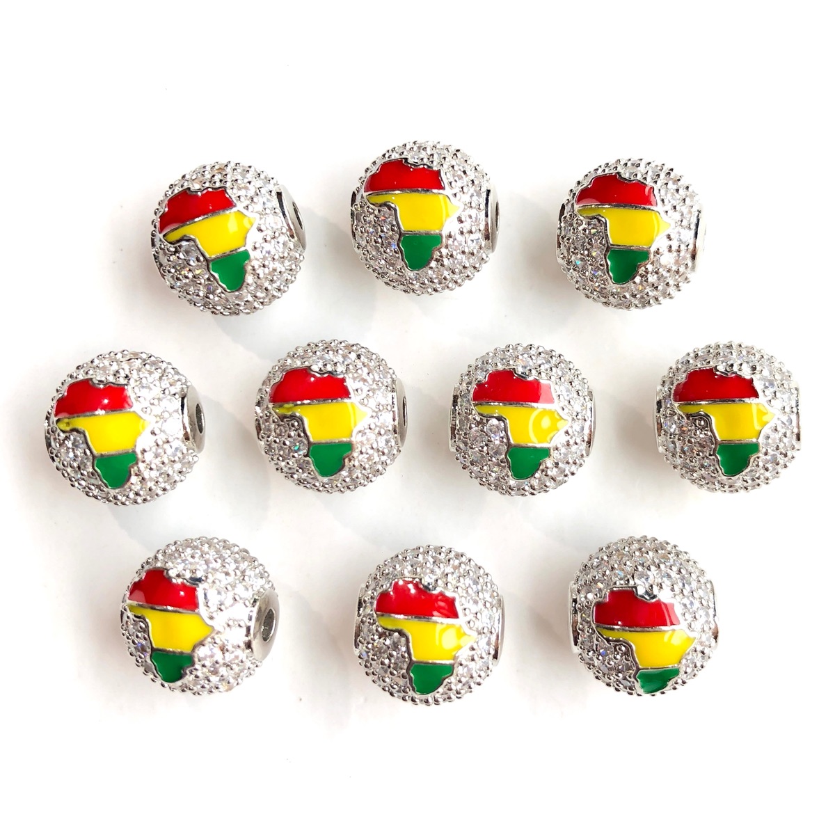 ลูกปัดทรงกลมลายแผนที่แอฟริกาสี - Jewelry Making History บทวิจารณ์และราคา