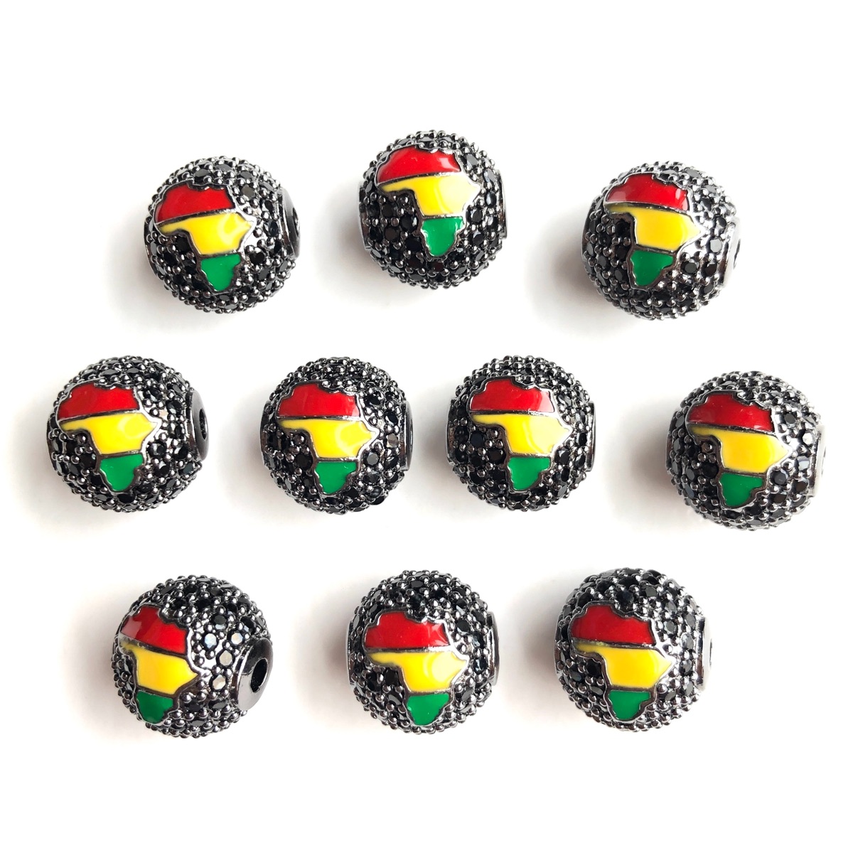 ลูกปัดทรงกลมลายแผนที่แอฟริกาสี - Jewelry Making History บทวิจารณ์และราคา