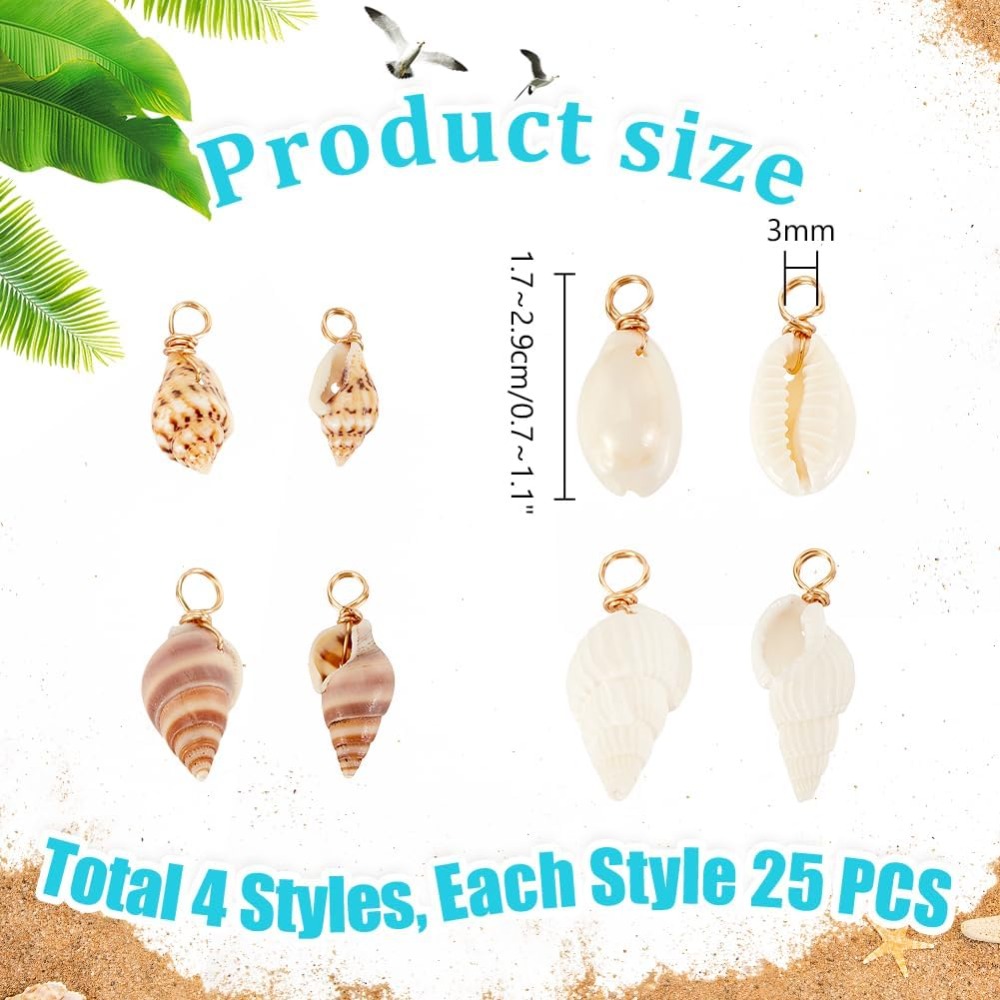 100pcs 4 รูปแบบเปลือกหอยธรรมชา - Jewelry Making Kit For Beginners บทวิจารณ์และราคา